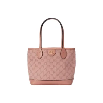 GUCCI Ophidia Canvas With Leather Trim Tote Bag Shopping Bag Handbag Small Size Women's Pink