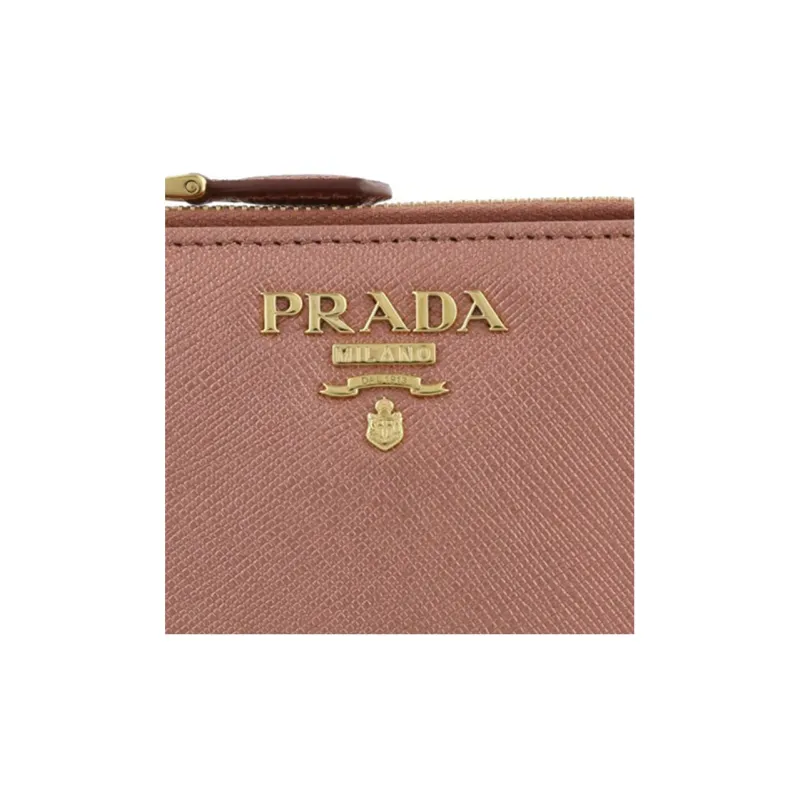 PRADA Saffiano Leather Wallet Small Size Women's Dark Brown-1