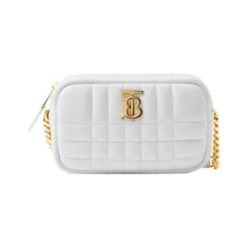 Burberry Lambskin Camera Bag Shoulder Bag Crossbody Bag Mini Women's White