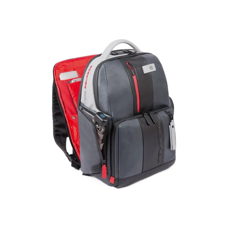 PIQUADRO Leather Backpack Regular Unisex Gray/Black-1