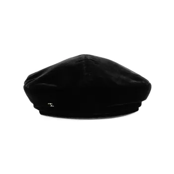 CHANEL Velour Berets Women's Black