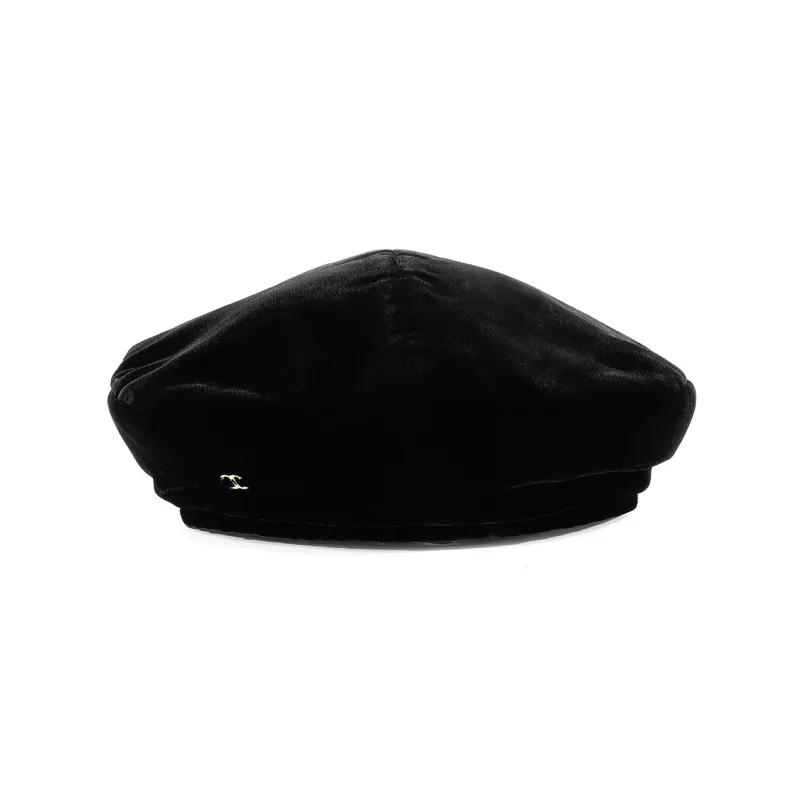 CHANEL Velour Berets Women's Black-0