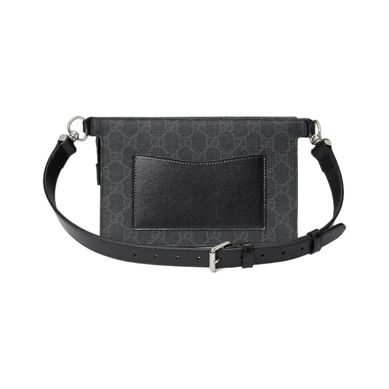 GUCCI Canvas With Leather Sling Bag, One Shoulder, Crossbody, Fanny Pack Regular Men's Black-2