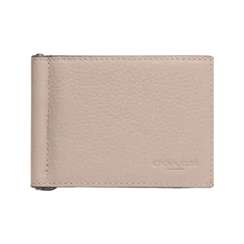 COACH Billfold Wallet Pebbled Leather Card Holder Wallet Women's Nude Pink