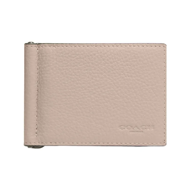 COACH Billfold Wallet Pebbled Leather Card Holder Wallet Women's Nude Pink-0