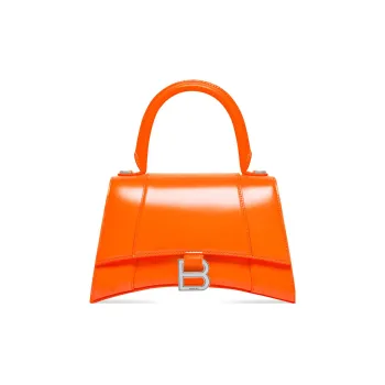 Balenciaga Hourglass Calfskin Shoulder Bag Crossbody Bag Handbag Small Size Women's Neon Orange