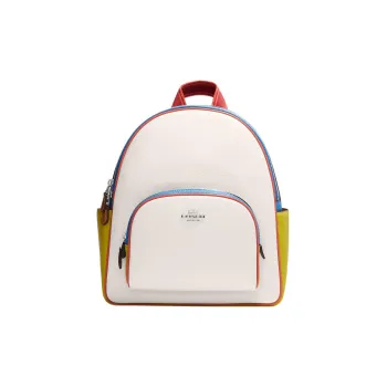 COACH Court Leather Backpack Regular Women's White