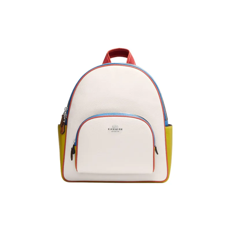 COACH Court Leather Backpack Regular Women's White-0