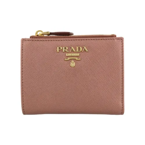 PRADA Saffiano Leather Wallet Small Size Women's Dark Brown