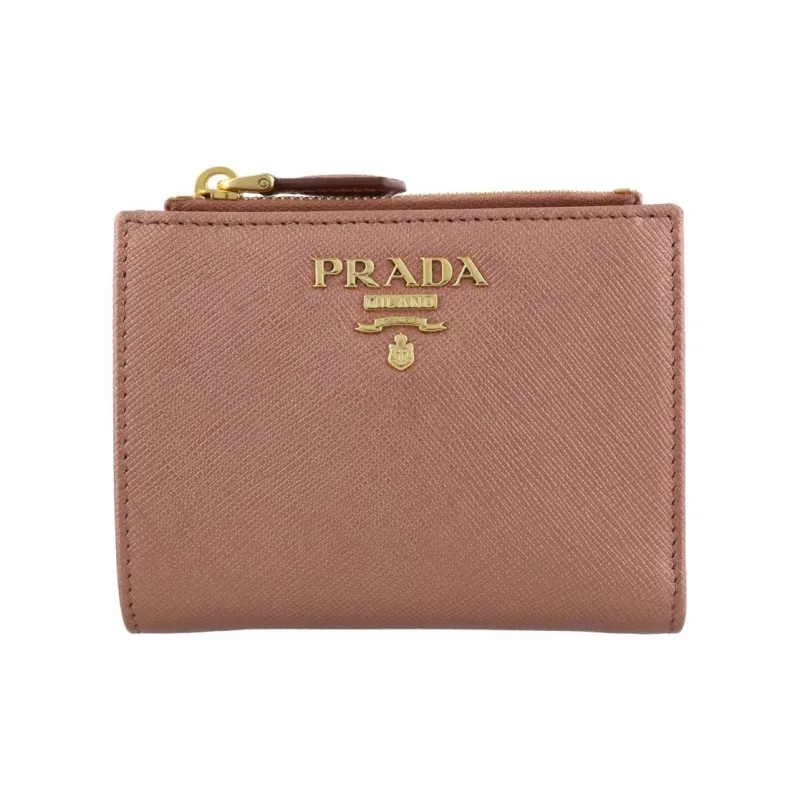 PRADA Saffiano Leather Wallet Small Size Women's Dark Brown-0