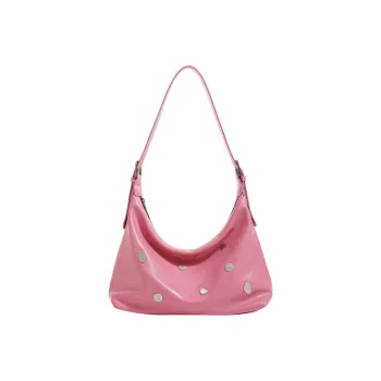 NOMK PU Messenger Bag Shoulder Bag Square Bag Biker Bag Women's Bag Crossbody Bag Shoulder Bag Medium Size Women's Pink