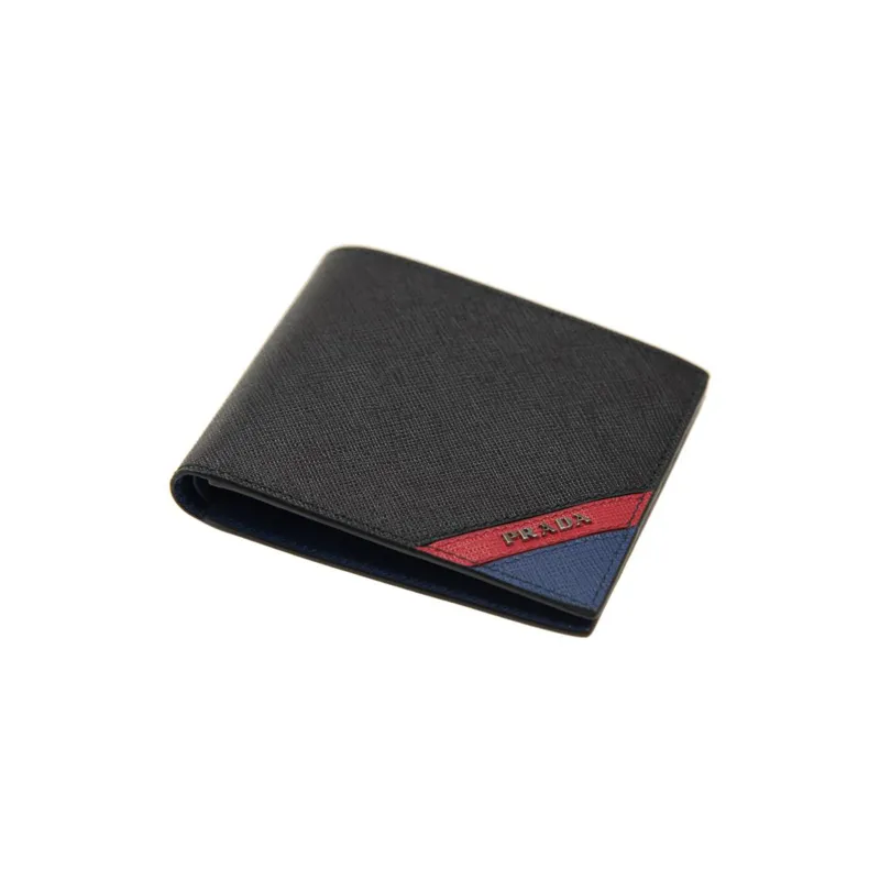 PRADA Cow Leather Wallet Small Size Men's Black-3