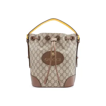 GUCCI Neo Vintage Series Canvas Bucket Bag, Handbag, Backpack Unisex Ebony/Brown