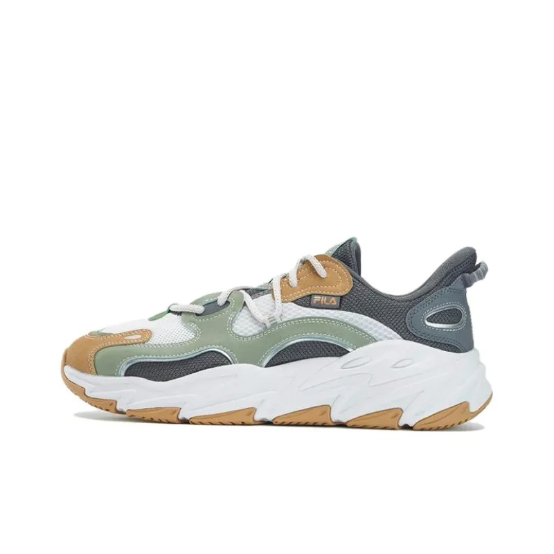 FILA Wave Anti-Slip Wear-Resistant Low-Top Running Shoes Men's Brown Green-0