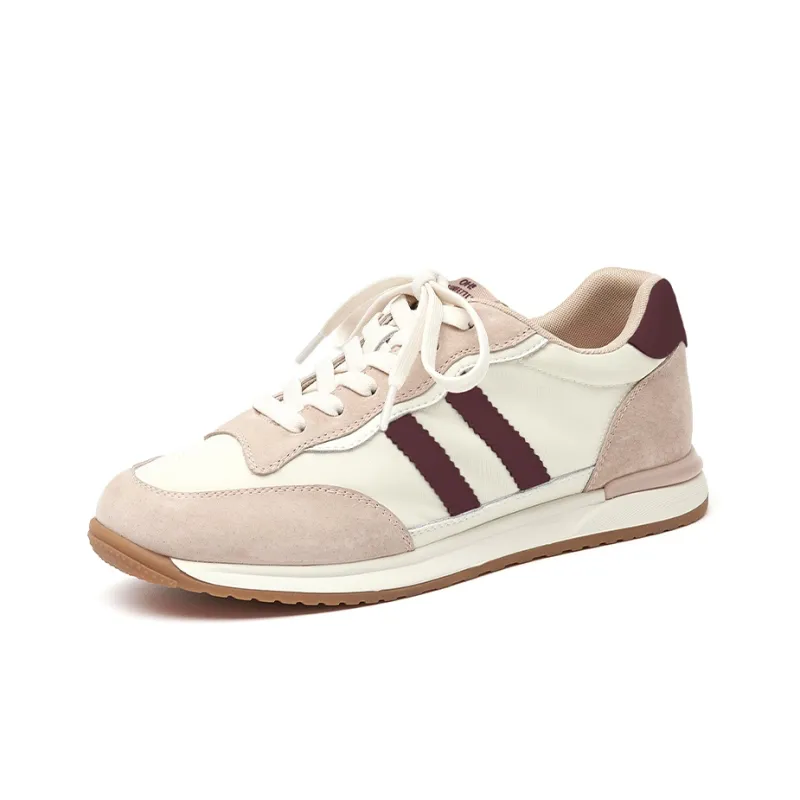 BEAU Breathable Low Top Sports Casual Shoes 2.5cm Women's Beige White Pink-1