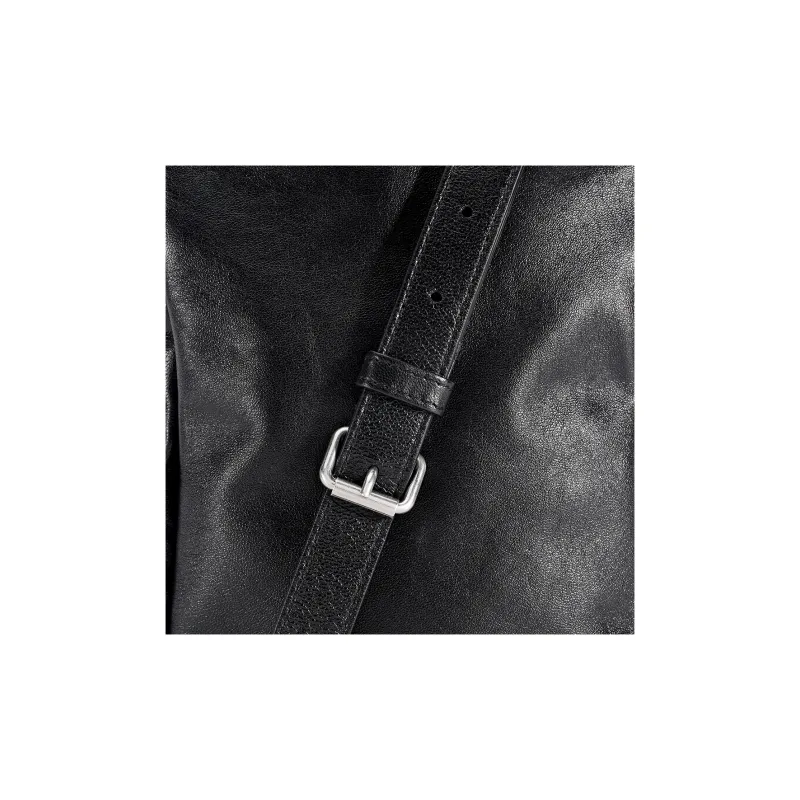 SAINT LAURENT Leather Crossbody Bag Shoulder Bag Men's Black-5