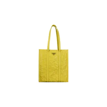 PRADA Leather Tote Bag Shopping Bag Shoulder Bag Handbag Small Size Women's Yellow