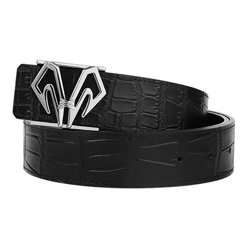 BABAMA Crocodile Pattern, Smooth Buckle Leather Belts Men's 3.5CM-16