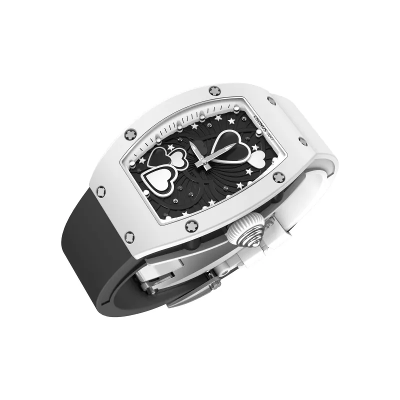 CRONUSART Ceramic Women's Watch Automatic Mechanical Movement Rubber Strap Watch Women's Watch Black Dial-3