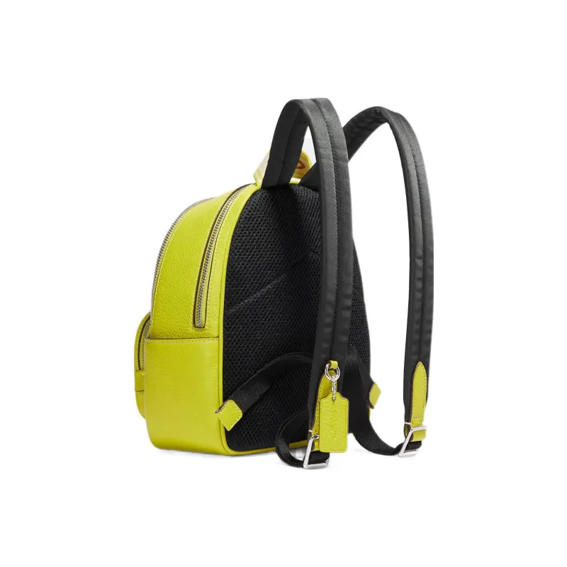 COACH Court Canvas With Leather Backpack Mini Women's Lemon And Brown-1