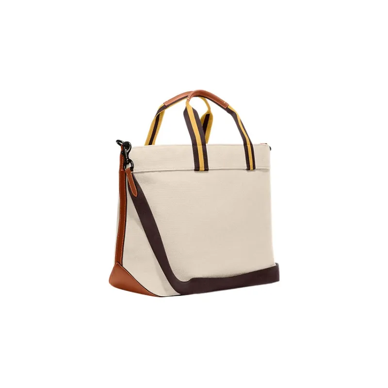 COACH Canvas With Leather Canvas Bag, Tote Bag, Shopping Bag, Handbag Tubas Women's Beige-1