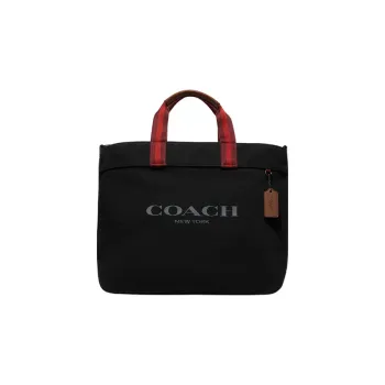 COACH Tote Canvas With Leather Canvas Bag, Tote Bag, Shopping Bag, Handbag Large Size Women's Black