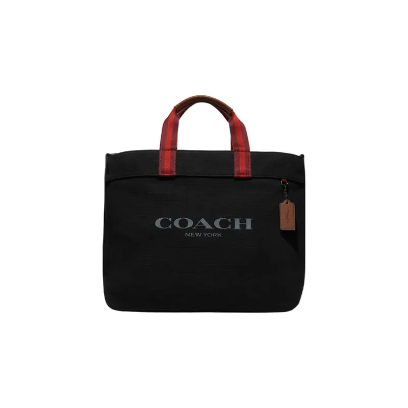 COACH Canvas With Leather Canvas Bag, Tote Bag, Shopping Bag, Handbag Tubas Women's Black-0