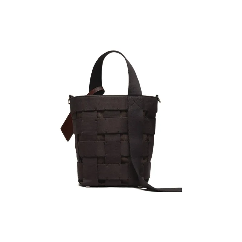 Jacquemus Cotton With Leather Bucket Bags Shoulder Bag Crossbody Bag Handbag Women's Black-3