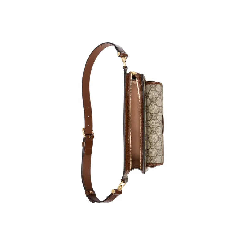 GUCCI Canvas With Leather Fanny Pack Regular Men's Beige/Ebony-3