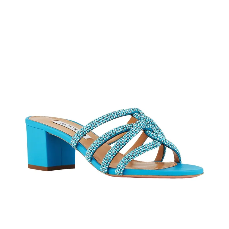 AQUAZZURA 60mm Crystal-embellished Leather Mules-1