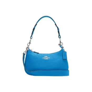 COACH Teri Coated Canvas With Pebbled Leather Portable Crossbody Bag, Shoulder Bag Women's Blue