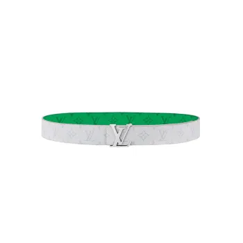 LOUIS VUITTON Double Sided Belt Logo Plate Buckle Leather Belts Men's White/Green
