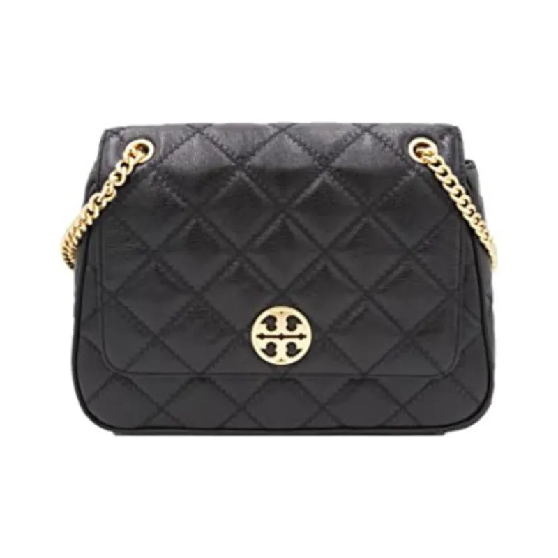 TORY BURCH TB Willa Leather Shoulder Bag, Crossbody Bag Tubas Women's Black-1