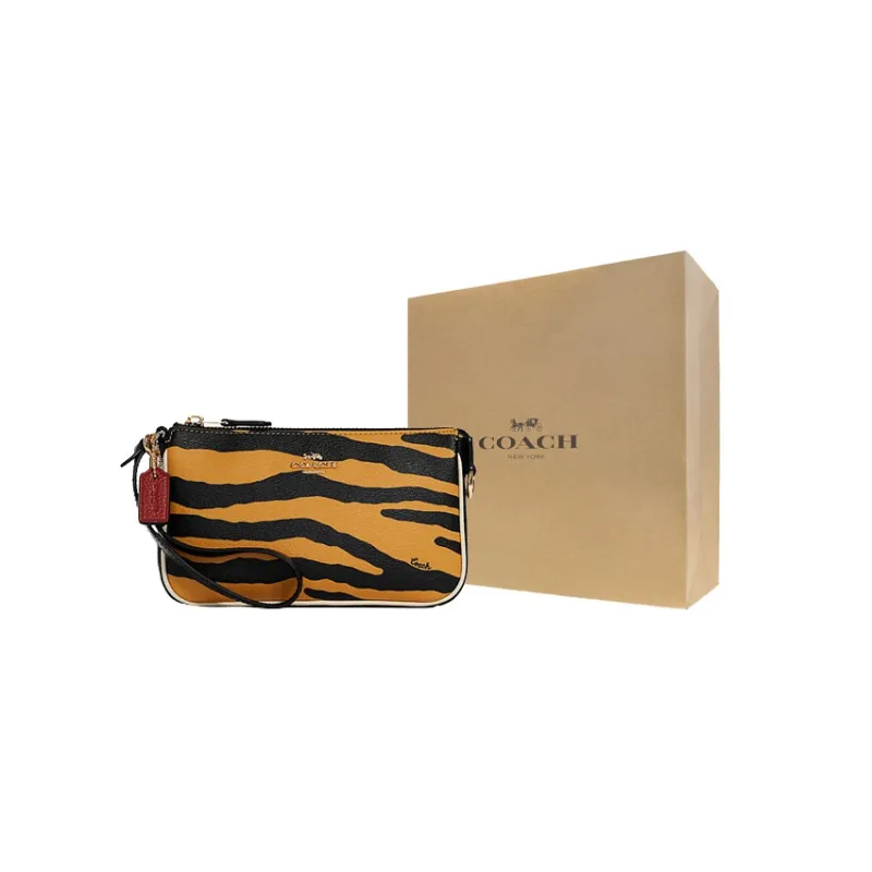 COACH Nolita Coated Canvas With Leather Pochette, Shoulder Bag, Clutch Trumpets Women's Yellow/Black-8