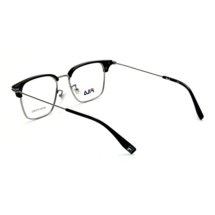 FILA Titanium Alloy TR/Memory Plastic Browline Eyeglass Frames Unisex Lightweight Black No Makeup-2
