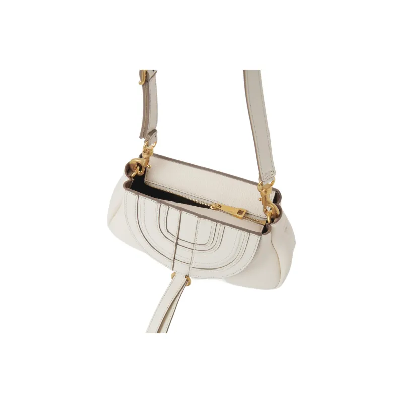 Chloe Marcie Calfskin Portable One Shoulder Clutch Small Size Women's Ivory-3