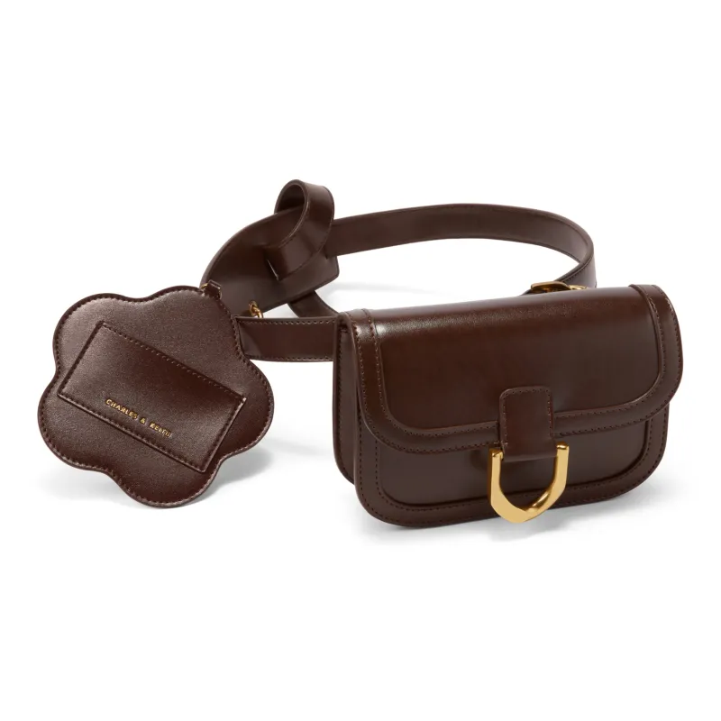 CHARLES&KEITH Glory Of Kings Collaboration Series PU Fanny Pack Small Size Women's Brown/Pewter Tin Gray/Black/Pink-2