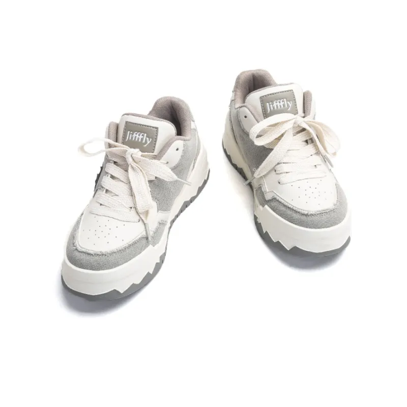 Jifffly Low Top Skateboard Shoes Unisex Light Gray-3