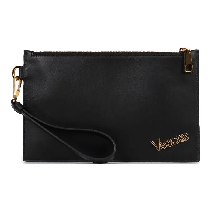 VERSACE Leather Wrist Bag Clutch Regular Men's Black-0