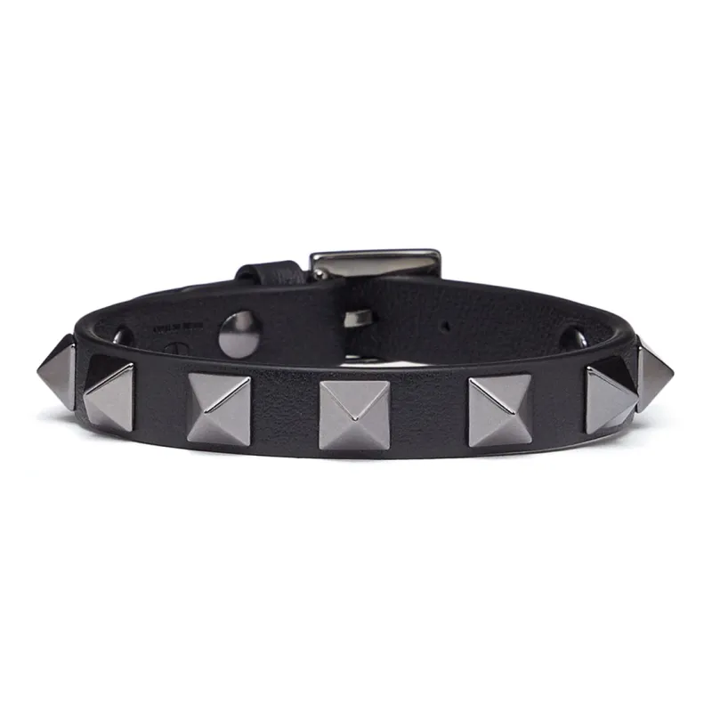 Valentino Leather Rockstud Bracelet-0