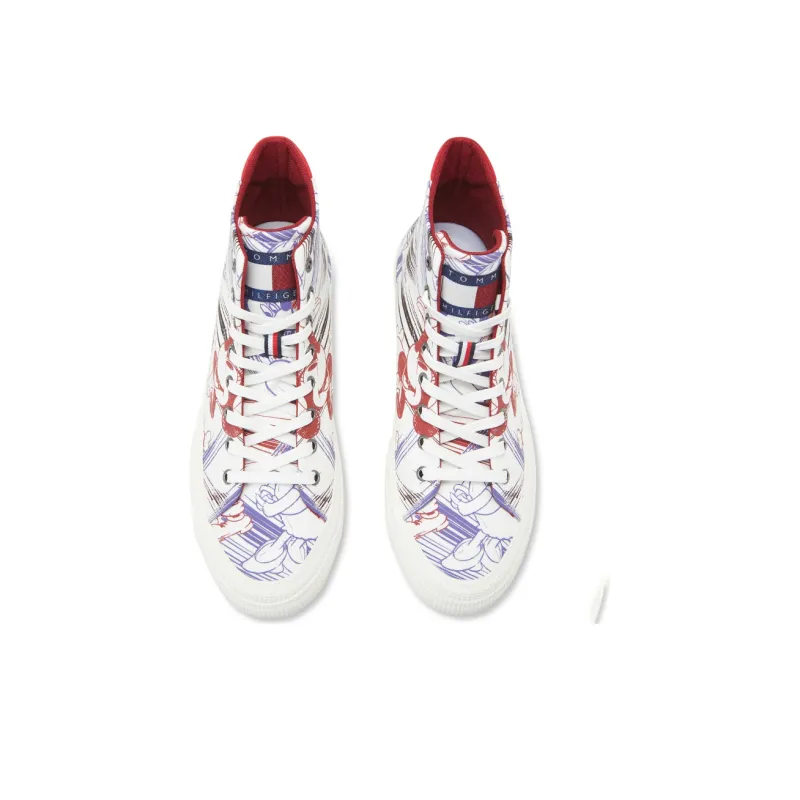 Tommy Hilfiger Hand-Drawn Graffiti High-Top Stylish Skateboarding Shoes Men's Multicolor-4
