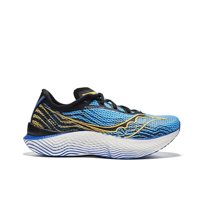 Saucony Endorphin Pro 3 Anti Slip Wear Resistant Low Top Carbon Plate Marathon Running Shoes Unisex Yellow Blue-1