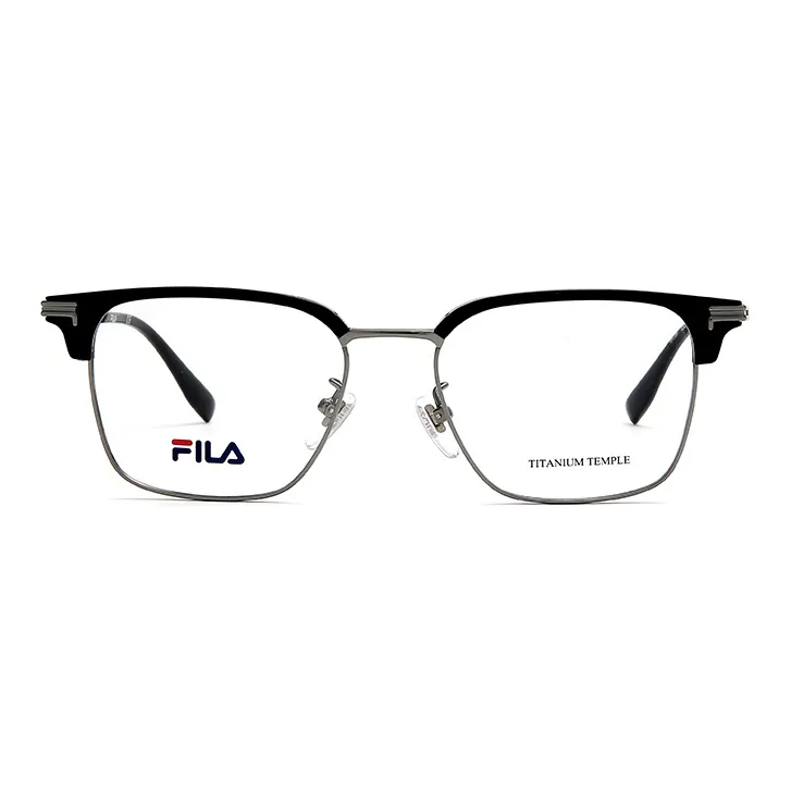 FILA Titanium Alloy TR/Memory Plastic Browline Eyeglass Frames Unisex Lightweight Black No Makeup-1