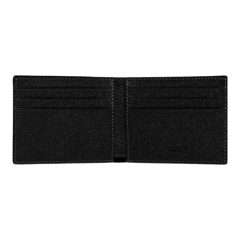 COACH Billfold Wallet Cross Grain Cow Leather Card Holder Wallet Men's Black-2