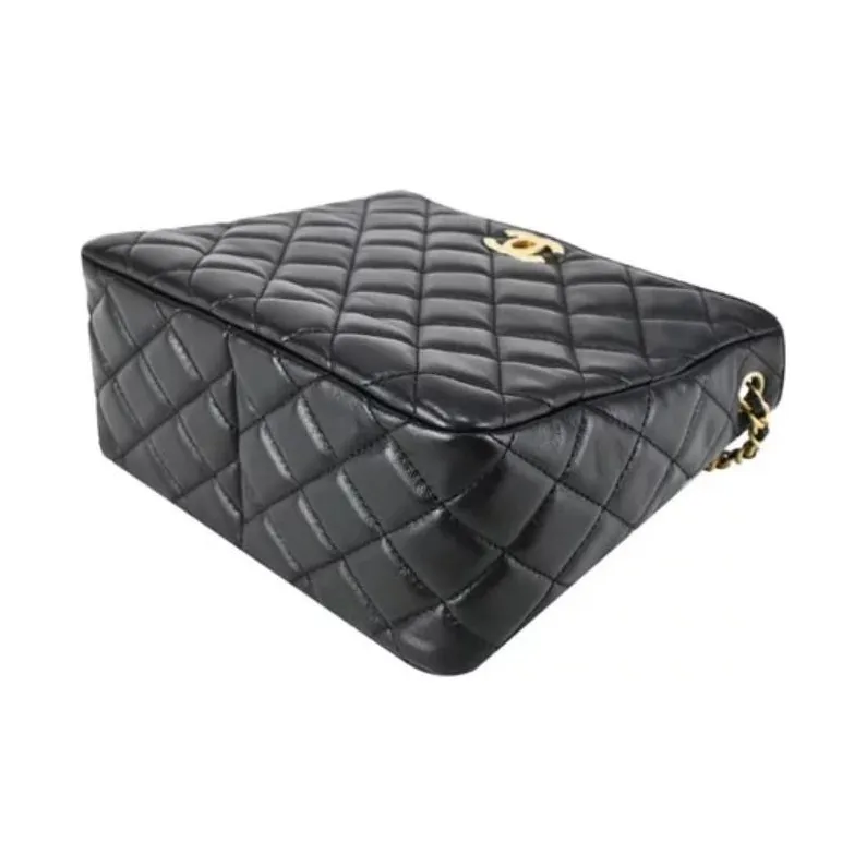 CHANEL Lambskin Hobo Bag, Tote Bag, Shopping Bag, Shoulder Bag, Crossbody Bag Women's Black-4