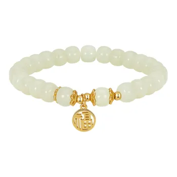 MCK 925 Sterling Silver Bracelets Women's Pale Greenish White Jade