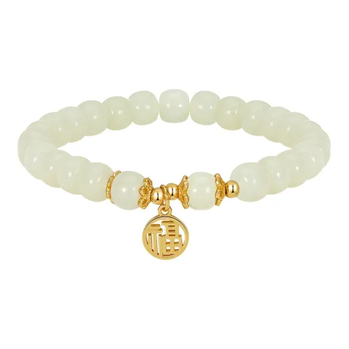 MCK Bracelets Pale Greenish White Jade Women's