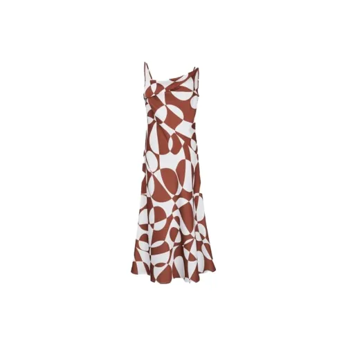 URBAN REVIVO Slip Dresses Women's Brown Print