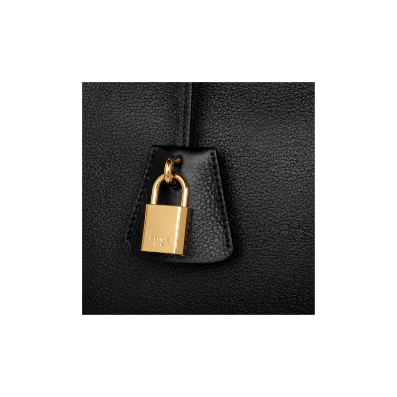 CELINE Cow Leather Handbag Women's Black-3