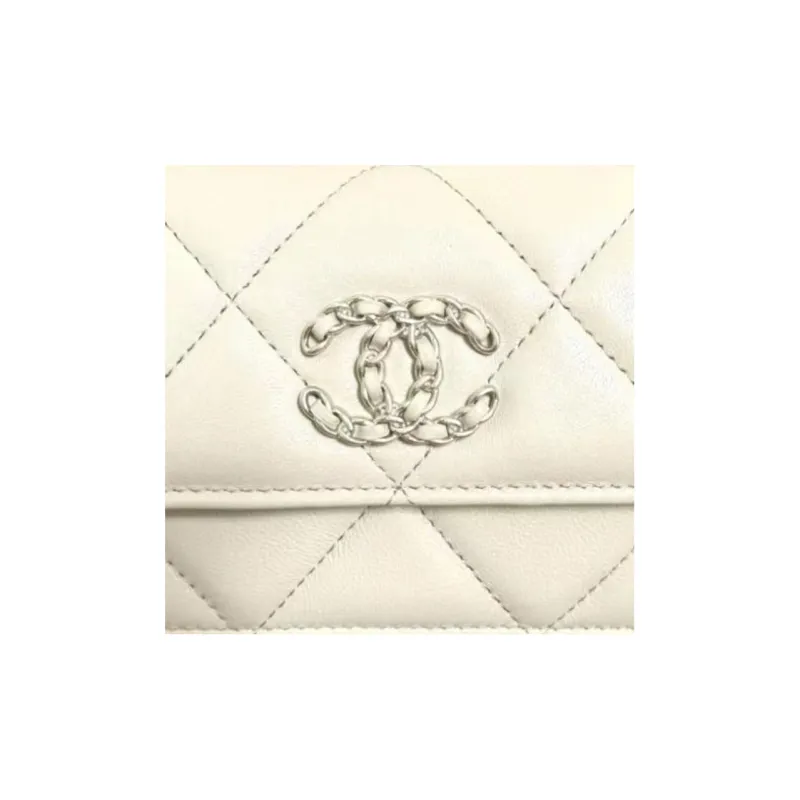 CHANEL 19Bag Detail Wallet, Crossbody Bag, Shoulder Bag Women's White-3